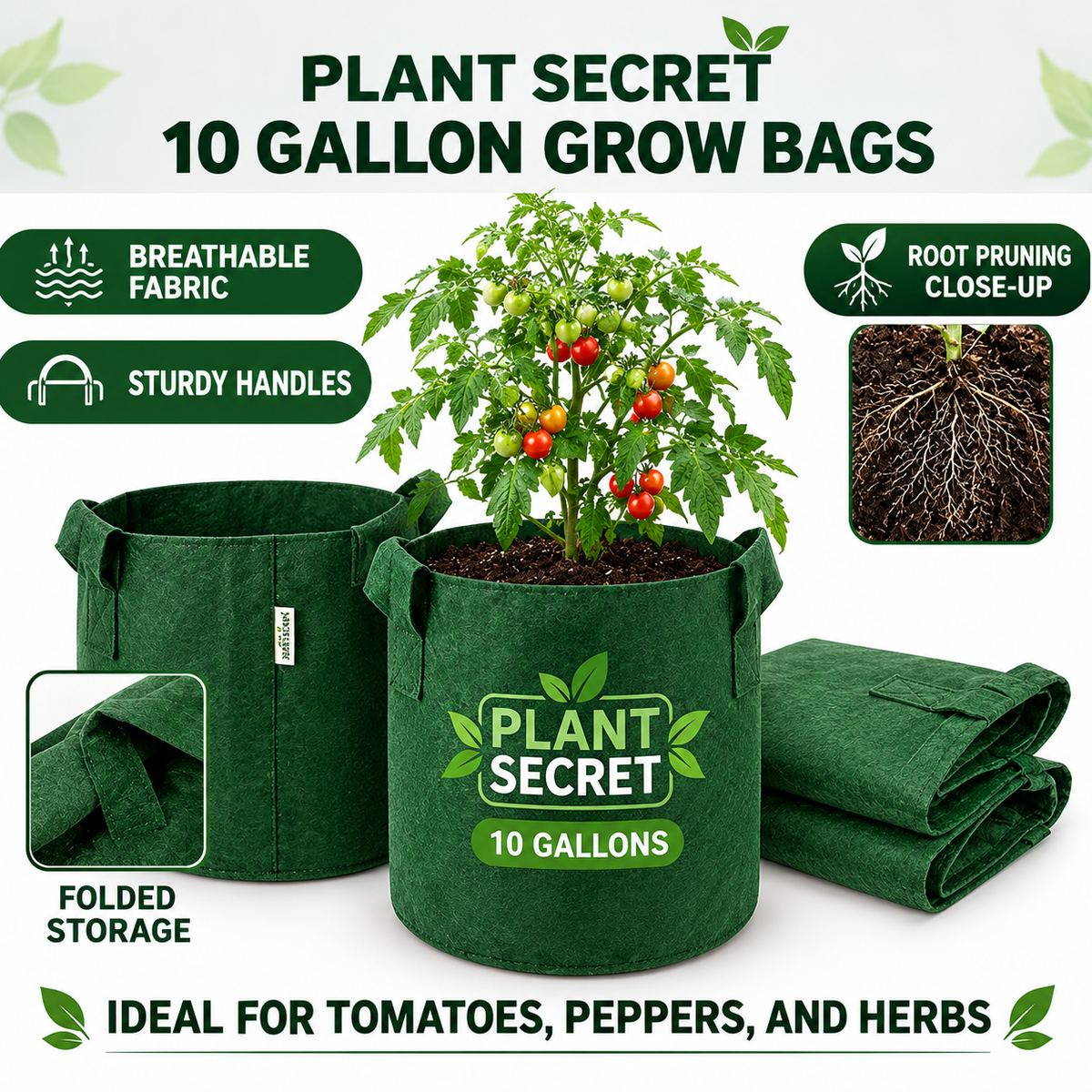 Premium Grow Bags ( 10 Gallons)