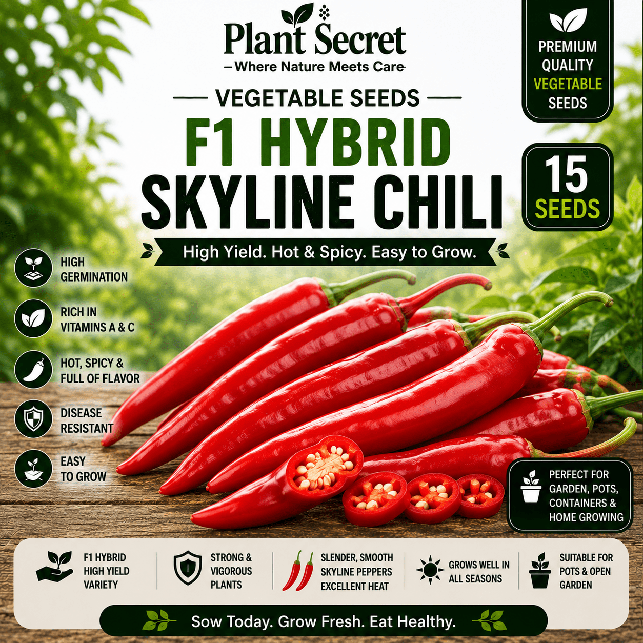 F1 Hybrid Skyline Chili (سکائی لائن مرچ) 15 Seeds
