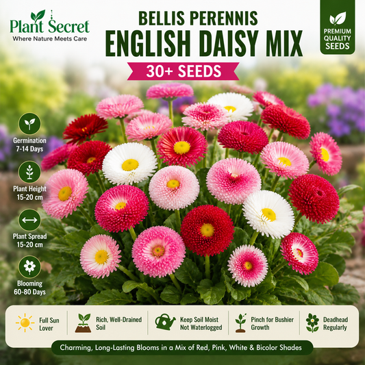 Bellis Perennis English Daisy Mix 30+ Seeds