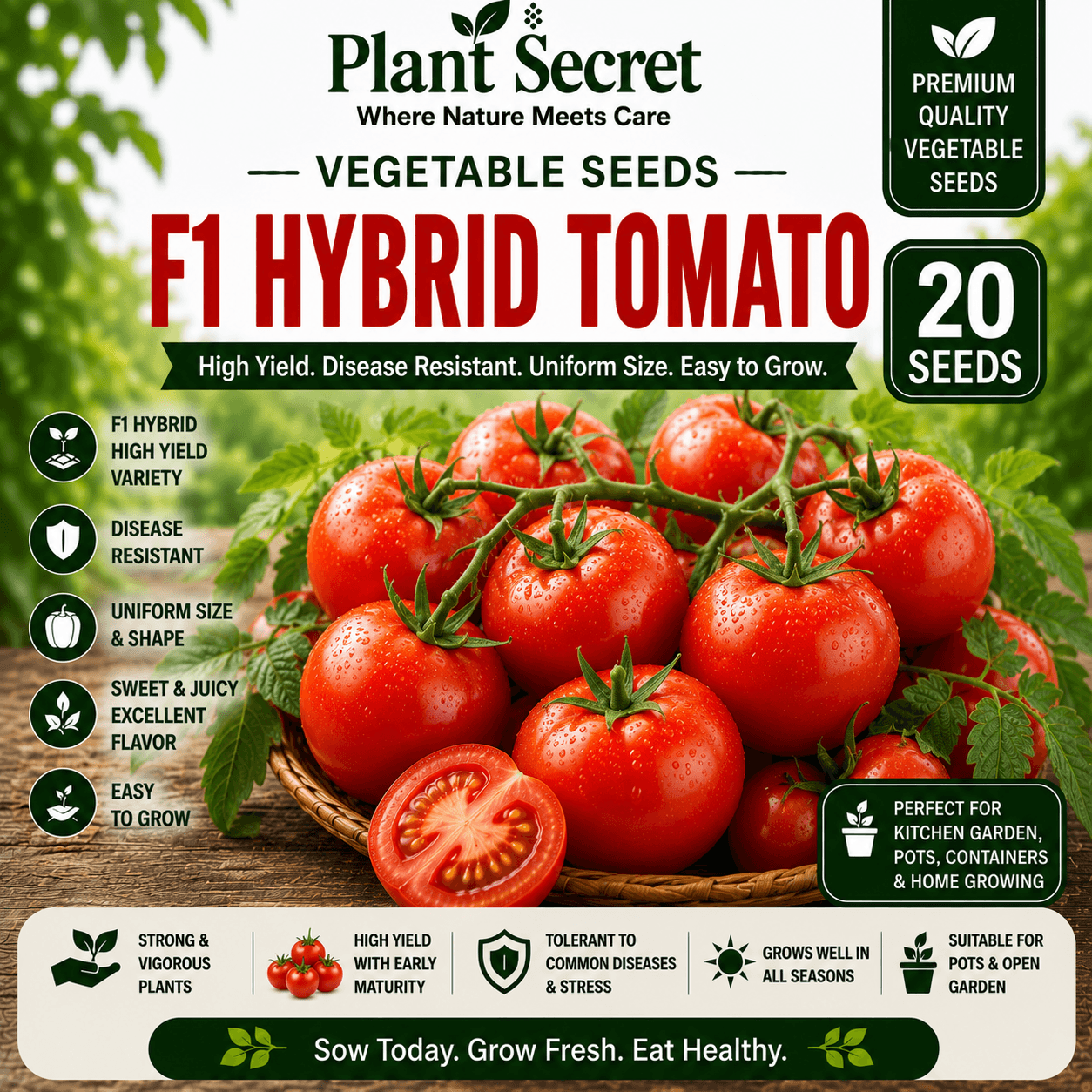 F1 Hybrid Tomato (ٹماٹر) 20 Seeds