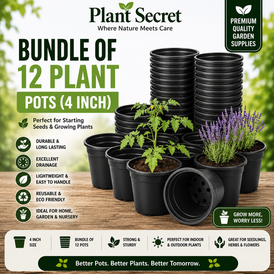 4 Inch Plastic Plant Pots with Drainage Holes Pack of 12/24