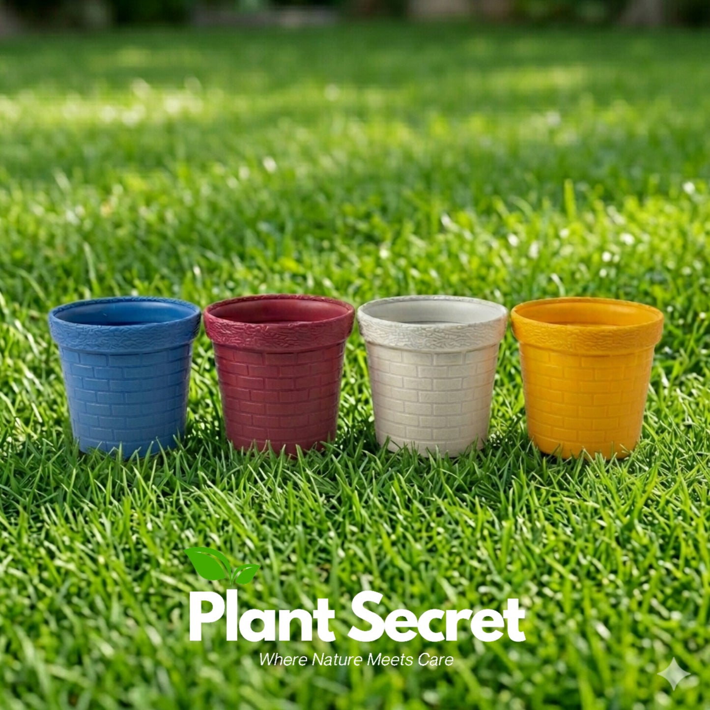 Decorative Brick Design Plastic Pots– 6 Inch Multicolor
