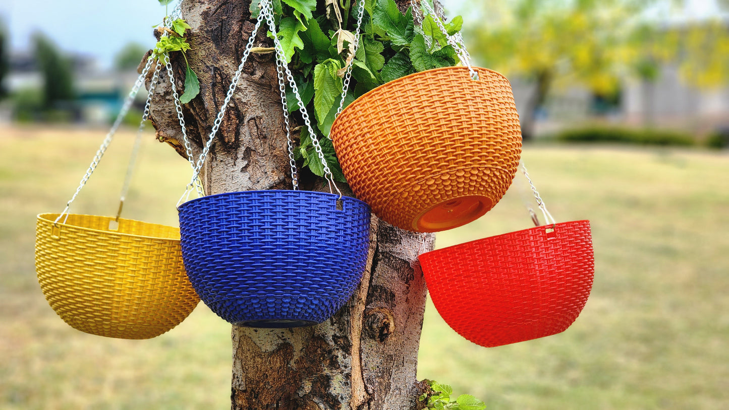 Decorative Hanging Basket Planter with Chain Multicolor
