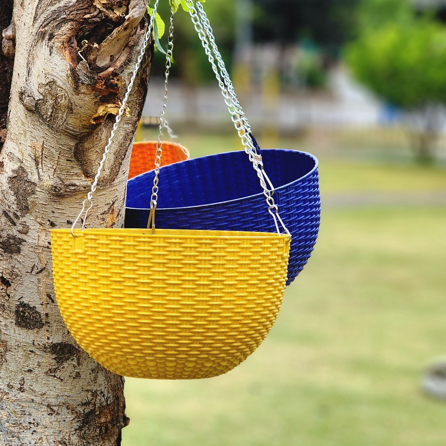 Decorative Hanging Basket Planter with Chain Multicolor