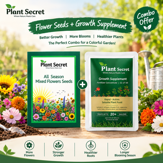 Plant Secret All Season Mixed Flower Seeds and Growth Supplement combo